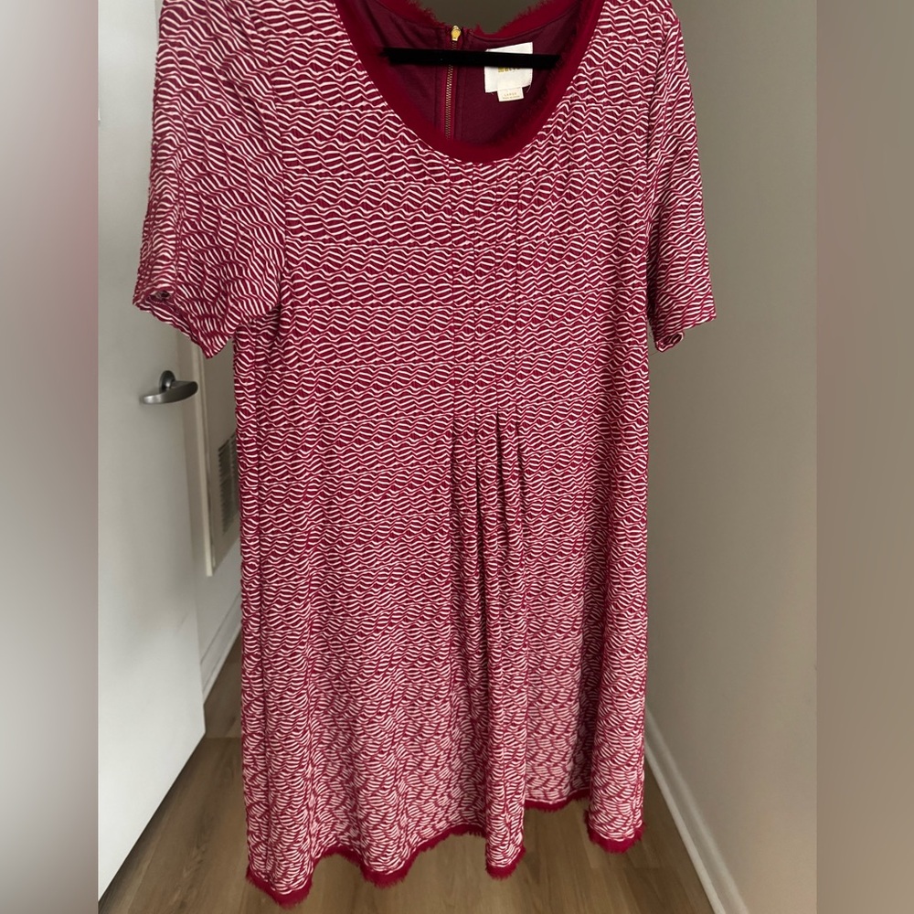 Anthropology Maeve Burgundy and White Dress